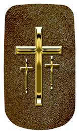 DAROYAL-517-GD-SH-BR Gold 3 Crosses Shimmer Brown Background